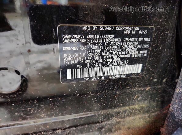 JF2SKAJC9SH403692 2025 SUBARU FORESTER Black 