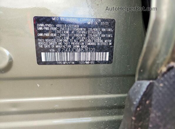 JF2SKAJCXMH576320 2021 SUBARU FORESTER Green Widok komory silnika