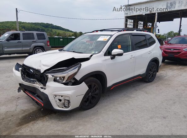 JF2SKAKC1KH538485 2019 SUBARU FORESTER White წინა მარცხენა ხედი სამი მეოთხედიდან