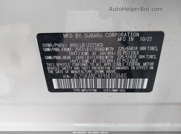JF2SKANCXPH410846 2023 SUBARU FORESTER Белый Вид подкапотного пространства