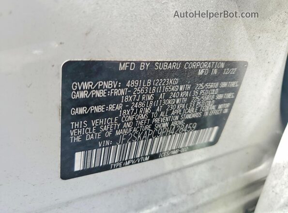 JF2SKAPC9PH428459 2023 SUBARU FORESTER Белый Вид наклейки с VIN-кодом