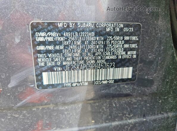 JF2SKAPC9PH457623 2023 SUBARU FORESTER Black Սալոնի 360 աստիճան տեսք