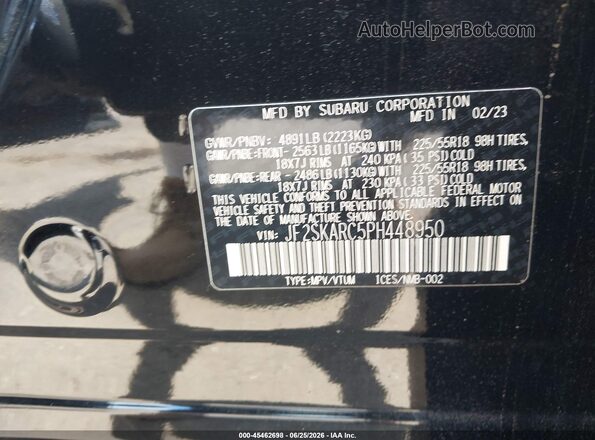 JF2SKARC5PH448950 2023 SUBARU FORESTER Black Widok komory silnika