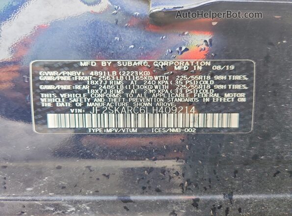 JF2SKARC6LH409214 2020 SUBARU FORESTER Синий Вид подкапотного пространства