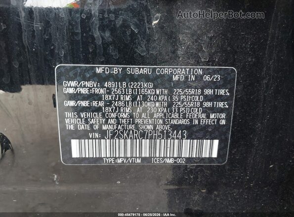 JF2SKARC7PH513443 2023 SUBARU FORESTER Black Engine compartment view
