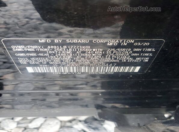 JF2SKAXC2LH558447 2020 SUBARU FORESTER Black VIN կոդի պիտակի տեսք