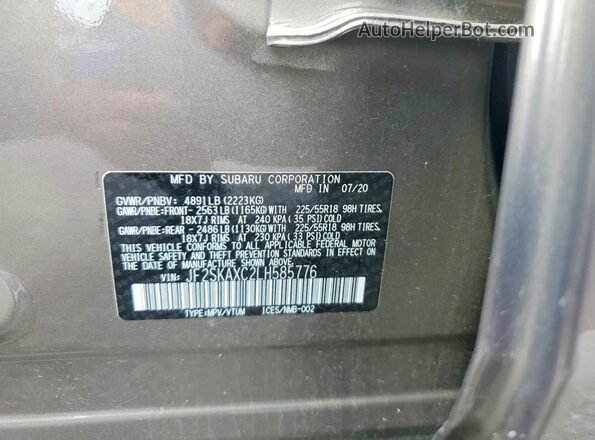 JF2SKAXC2LH585776 2020 SUBARU FORESTER Tan 