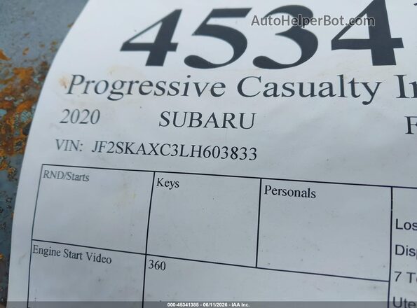 JF2SKAXC3LH603833 2020 SUBARU FORESTER Black Вид підкапотного простору