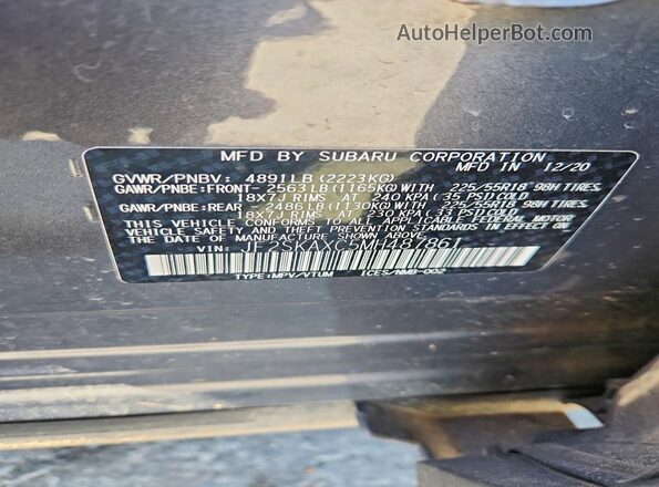 JF2SKAXC5MH487861 2021 SUBARU FORESTER Gray Панорамний вид салону 360°