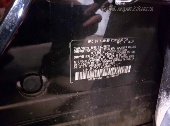 JF2SKAXC6MH403143 2021 SUBARU FORESTER Black VIN კოდის სტიკერის ხედი