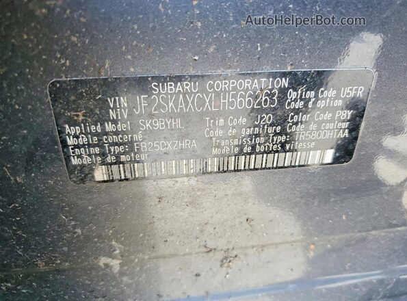 JF2SKAXCXLH566263 2020 SUBARU FORESTER Gray Engine compartment view