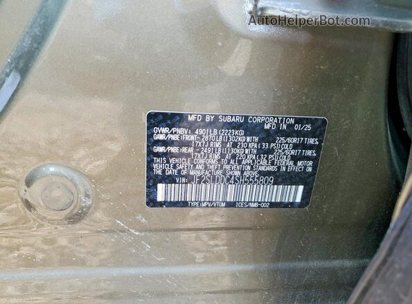 JF2SLDDC4SH555809 2025 SUBARU FORESTER Зеленый Панорамный вид салона 360°