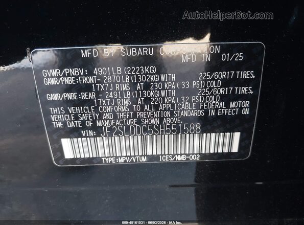 JF2SLDDC5SH551588 2025 SUBARU FORESTER Black ძრავის განყოფილების ხედი