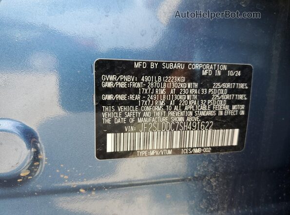 JF2SLDDC7SH491622 2025 SUBARU FORESTER Blue Vista interior de 360 grados