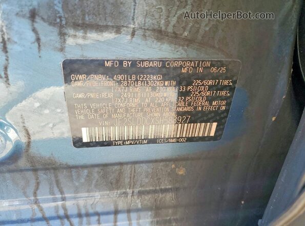 JF2SLDDCXSH588927 2025 SUBARU FORESTER Burn VIN կոդի պիտակի տեսք