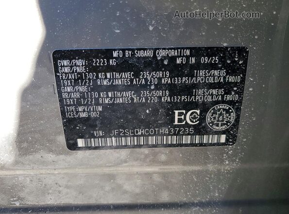 JF2SLDHC0TH437235 2026 SUBARU FORESTER Gray 360 interior view