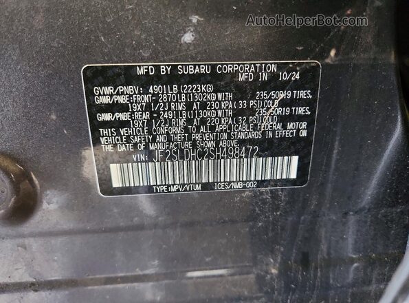JF2SLDHC2SH498472 2025 SUBARU FORESTER Gray 