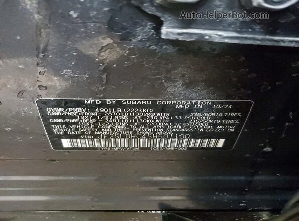 JF2SLDHC4SH501100 2025 SUBARU FORESTER Charcoal VIN կոդի պիտակի տեսք