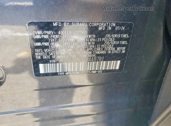 JF2SLDHC7SH448781 2025 SUBARU FORESTER Gray Widok naklejki z numerem VIN