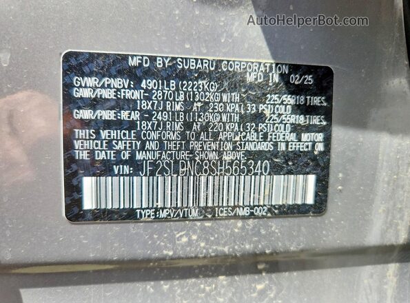 JF2SLDNC8SH565340 2025 SUBARU FORESTER Silver 