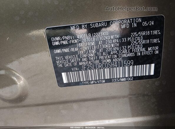 JF2SLDRC0SH411599 2025 SUBARU FORESTER Green Շարժիչի բաժամունքի տեսք