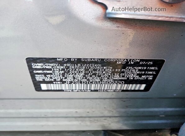 JF2SLDTC6SH600220 2025 SUBARU FORESTER Silver 