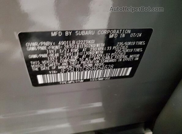 JF2SLDTC8SH454628 2025 SUBARU FORESTER Gray 