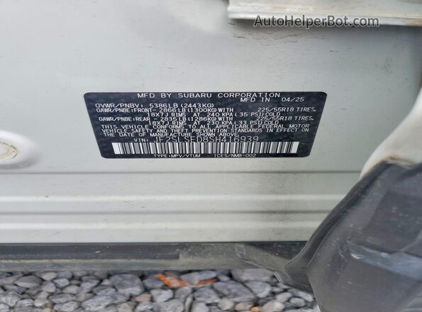 JF2SLSED8SH416939 2025 SUBARU FORESTER Белый Вид наклейки с VIN-кодом