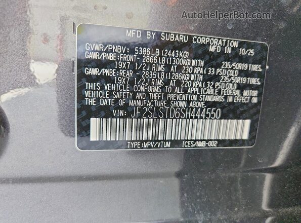 JF2SLSTD6SH444550 2025 SUBARU FORESTER Серый Вид подкапотного пространства