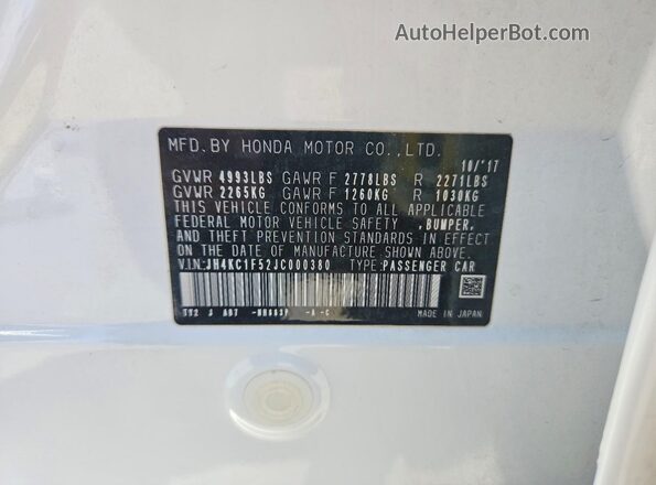 JH4KC1F52JC000380 2018 ACURA RLX White Vista del compartimento del motor