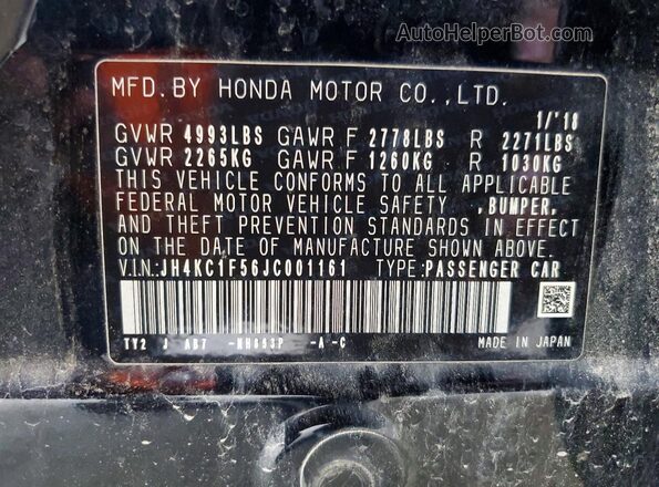 JH4KC1F56JC001161 2018 ACURA RLX Black ძრავის განყოფილების ხედი