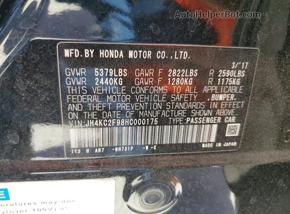 JH4KC2F98HC000175 2017 ACURA RLX Черный 