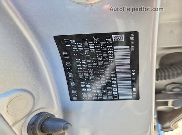 JHMCR6F55HC031827 2017 HONDA ACCORD Silver ძრავის განყოფილების ხედი