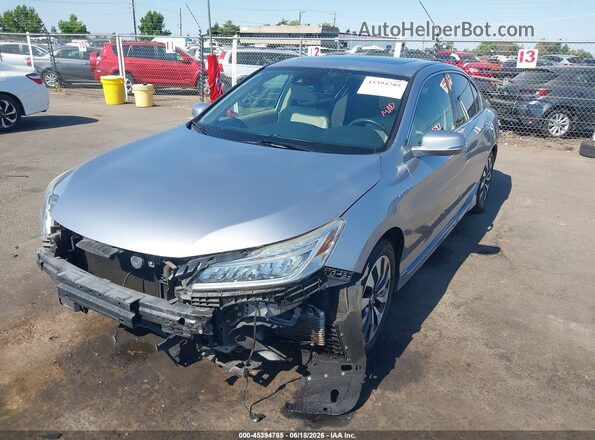 JHMCR6F75HC016679 2017 HONDA ACCORD HYBRID Silver წინა მარცხენა ხედი სამი მეოთხედიდან