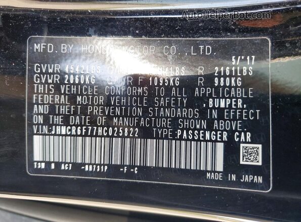 JHMCR6F77HC025822 2017 HONDA ACCORD Black 