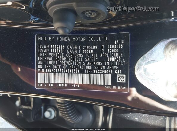 JHMFC1F32JX040564 2018 HONDA CIVIC Black Vista del compartimento del motor