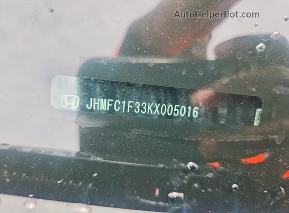 JHMFC1F33KX005016 2019 HONDA CIVIC Charcoal Вид наклейки з VIN-кодом
