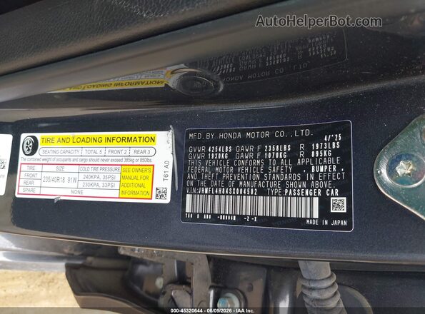 JHMFL4H84SX004502 2025 HONDA CIVIC Blue ძრავის განყოფილების ხედი