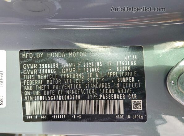 JHMFL5G47RX003780 2024 HONDA CIVIC Gray 