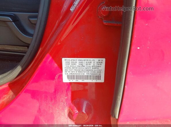 JHMGK5H52GS014100 2016 HONDA FIT Красный Вид подкапотного пространства