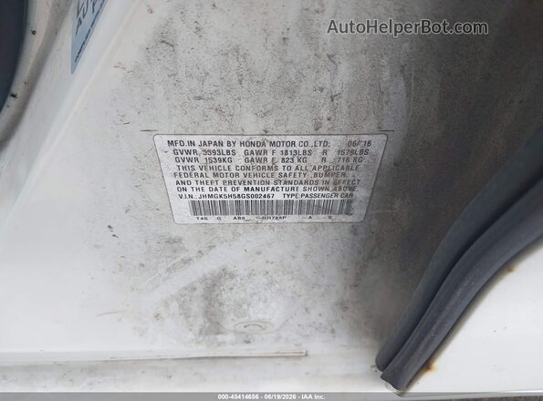 JHMGK5H58GS002467 2016 HONDA FIT White Vista del compartimento del motor