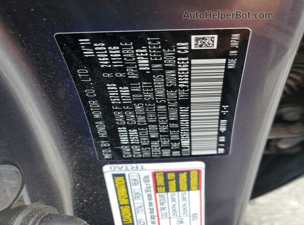 JHMZC5F31JC019782 2018 HONDA CLARITY Gray VIN sticker view