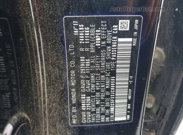 JHMZC5F33JC000585 2018 HONDA CLARITY Black Вид підкапотного простору