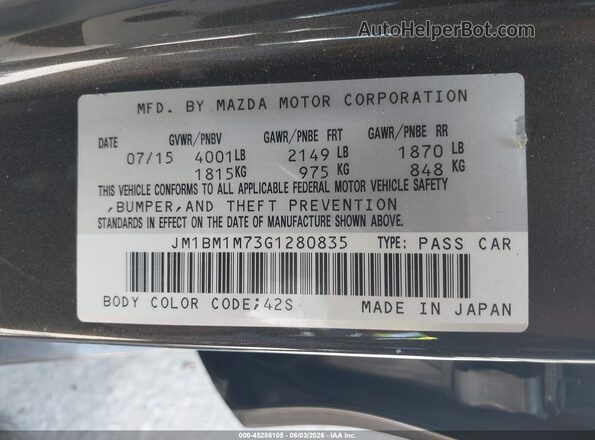 JM1BM1M73G1280835 2016 MAZDA 3 Gray Вид підкапотного простору