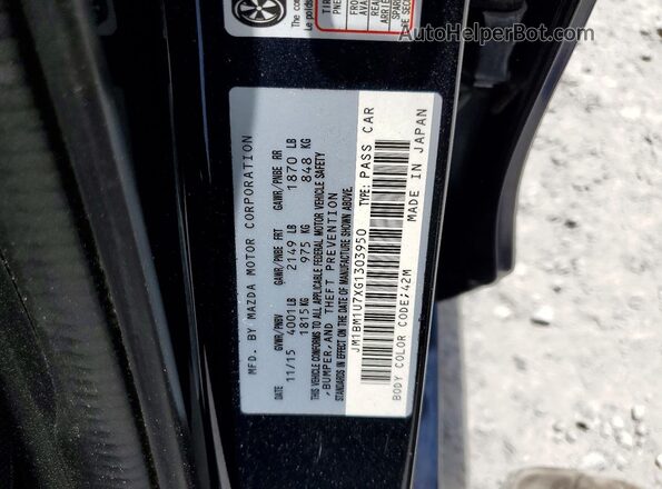 JM1BM1U7XG1303950 2016 MAZDA 3 Синий Вид подкапотного пространства