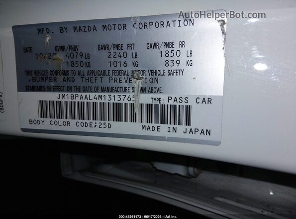 JM1BPAAL4M1313765 2021 MAZDA 3 Белый Вид подкапотного пространства