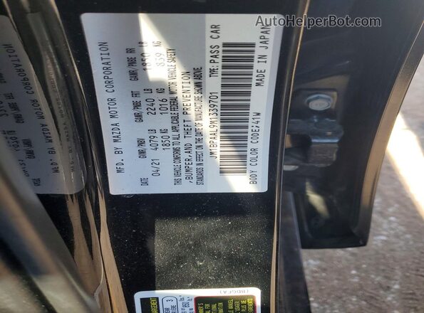 JM1BPAAL9M1339701 2021 MAZDA 3 Black ძრავის განყოფილების ხედი