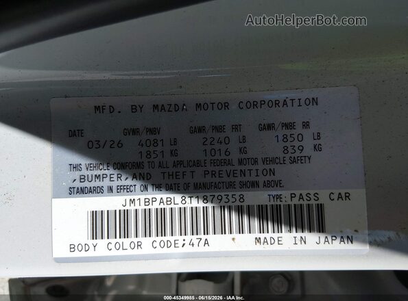 JM1BPABL8T1879358 2026 MAZDA 3 Серебряный Вид подкапотного пространства