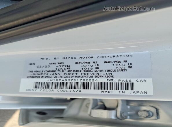 JM1BPABM7S1782224 2025 MAZDA 3 White VIN sticker view