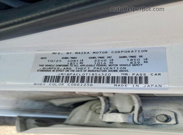JM1BPACL0T1854520 2026 MAZDA 3 White Vista del compartimento del motor